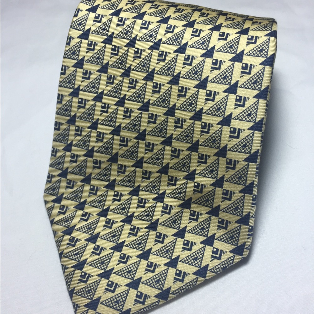 Polo by Ralph Lauren cream and blue geometric tie